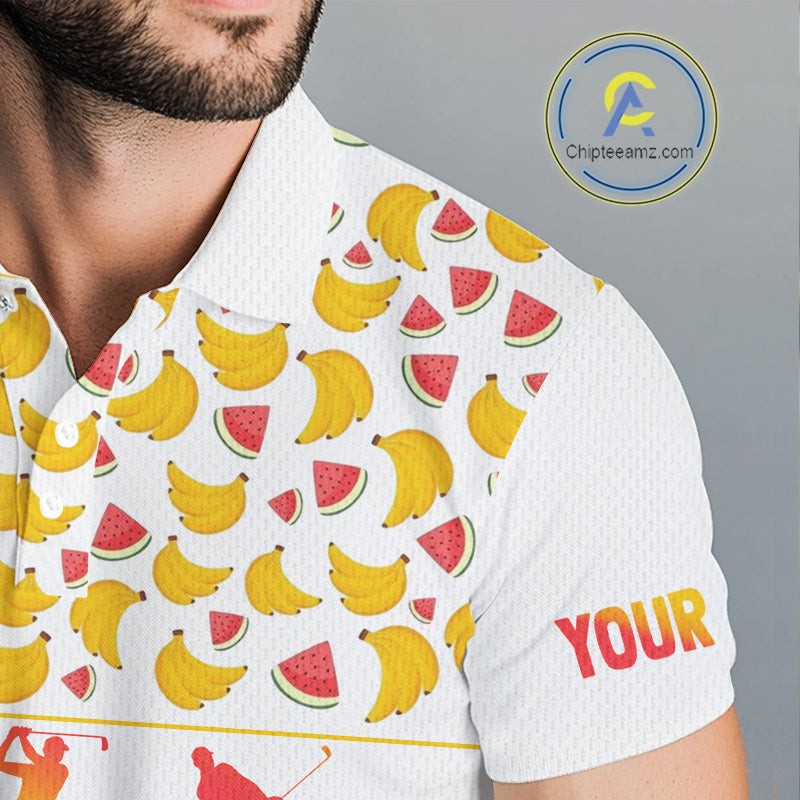 Funny Watermelon Banana Womens Golf Polo Shirts Custom Name Neon Print, Golf Shirt For Women NBT501