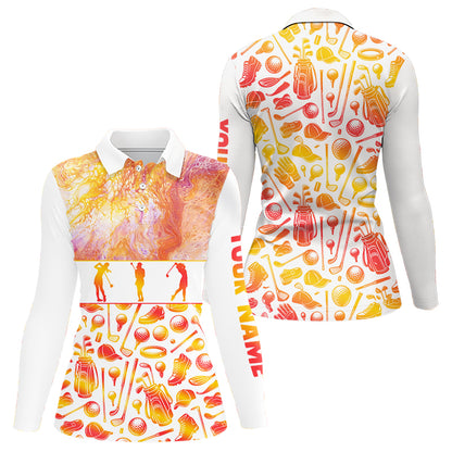 Womens Golf Polo Shirts Custom Name Marble Color, Personalized Golf Shirt For Women NBT502