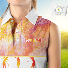 Load image into Gallery viewer, Womens Sleeveless Golf Polo Shirts Custom Name Marble Color, Personalized Golf Shirt For Women NBT502