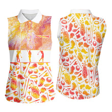 Load image into Gallery viewer, Womens Sleeveless Golf Polo Shirts Custom Name Marble Color, Personalized Golf Shirt For Women NBT502