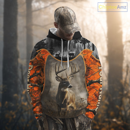 Custom 3D Deer Hunting Orange Camouflage Shirts for Men, Best Hunting Gifts for Hunters NBT231