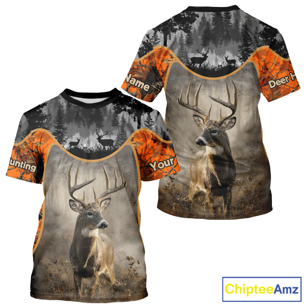 Custom 3D Deer Hunting Orange Camouflage Shirts for Men, Best Hunting Gifts for Hunters NBT231