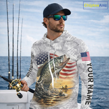 Crappie Fishing American Flag Long Sleeve Hooded Tournament Shirts, Crappie Fishing League Shirt NBT1182