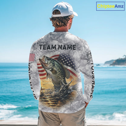 Crappie Fishing American Flag Long Sleeve Tournament Shirts, Crappie Fishing League Shirt NBT1182