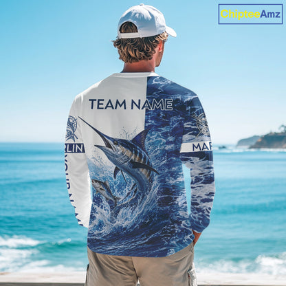 Custom Marlin Fishing Camo Fishing Shirts Long Sleeve, Personalized Marlin Fishing Team Jerseys NBT1189