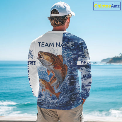 Custom Redfish Fishing Camo Fishing Shirts Long Sleeve, Personalized Redish Fishing Team Jerseys NBT1190