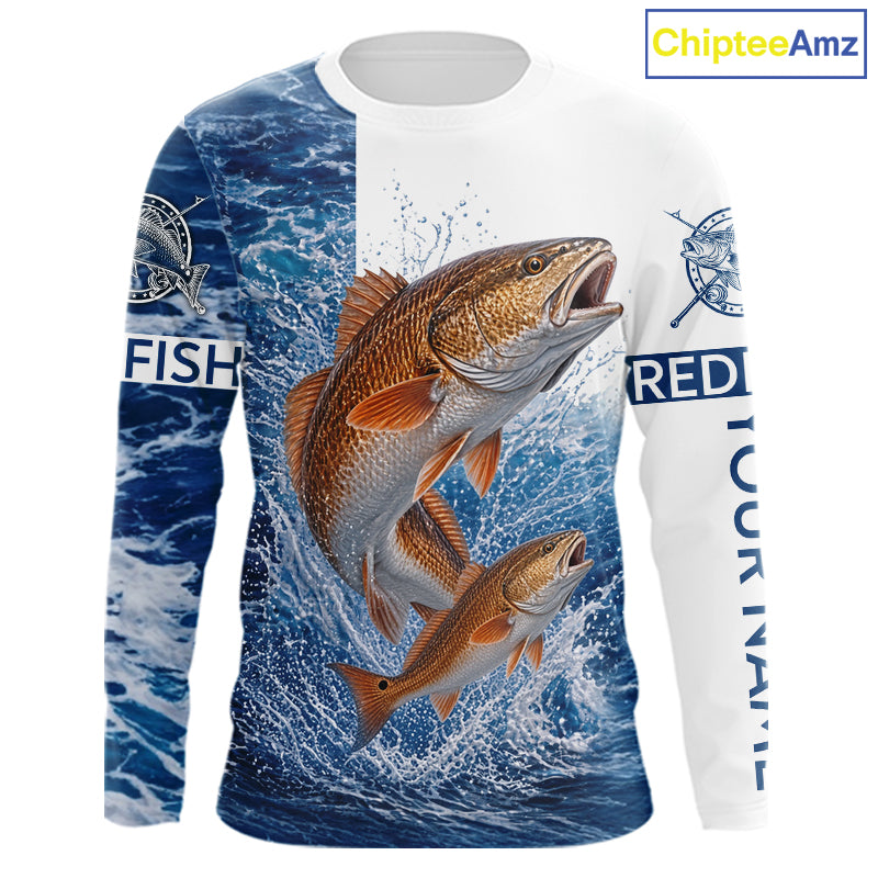 Custom Redfish Fishing Camo Fishing Shirts Long Sleeve, Personalized Redish Fishing Team Jerseys NBT1190