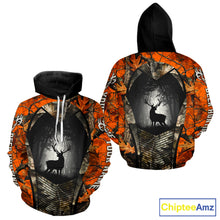 Load image into Gallery viewer, Personalized Orange Camo Whitetail Deer Hunting Shirt With 3D Print For Deer Hunters NBT287