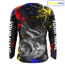 Load image into Gallery viewer, Colorful Paint Tattoo Bass Fishing Shirts Long Sleeve With Hood, Bass Fishing Jerseys NBT431