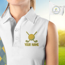 Load image into Gallery viewer, Sleeveless Golf Polo Shirts For Women Custom Argyle Plaid Pattern Golf Shirts, Gift For Golf Lovers NBT513