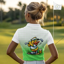 Load image into Gallery viewer, Funny Duck Golf Polo Shirt For Womens, Cute Duck With Beer Print Shirt, Sporty Animal Golf Gift|Green NBT623