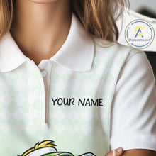 Load image into Gallery viewer, Funny Duck Golf Polo Shirt For Womens, Cute Duck With Beer Print Shirt, Sporty Animal Golf Gift|Green NBT623