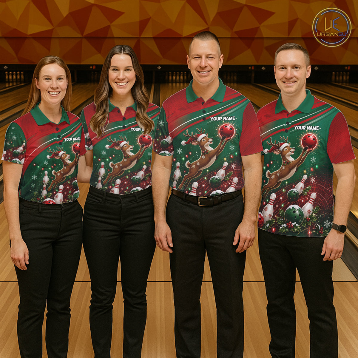 Christmas Deer Bowling Shirts For Men Custom Christmas Bowling Team Jerseys, Xmas Bowler Gift NBT1191