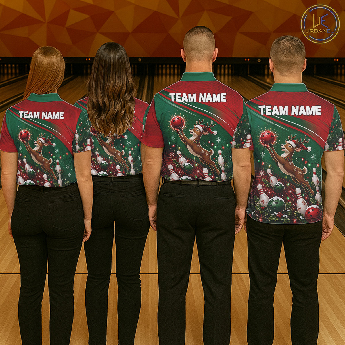Christmas Deer Bowling Shirts For Men Custom Christmas Bowling Team Jerseys, Xmas Bowler Gift NBT1191