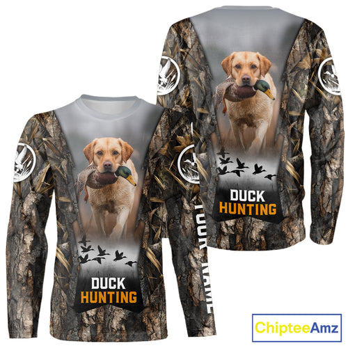 Mallard Duck Hunting Waterfowl Camo Custom Name Shirts for Men, Duck Hunting Clothing NBT288