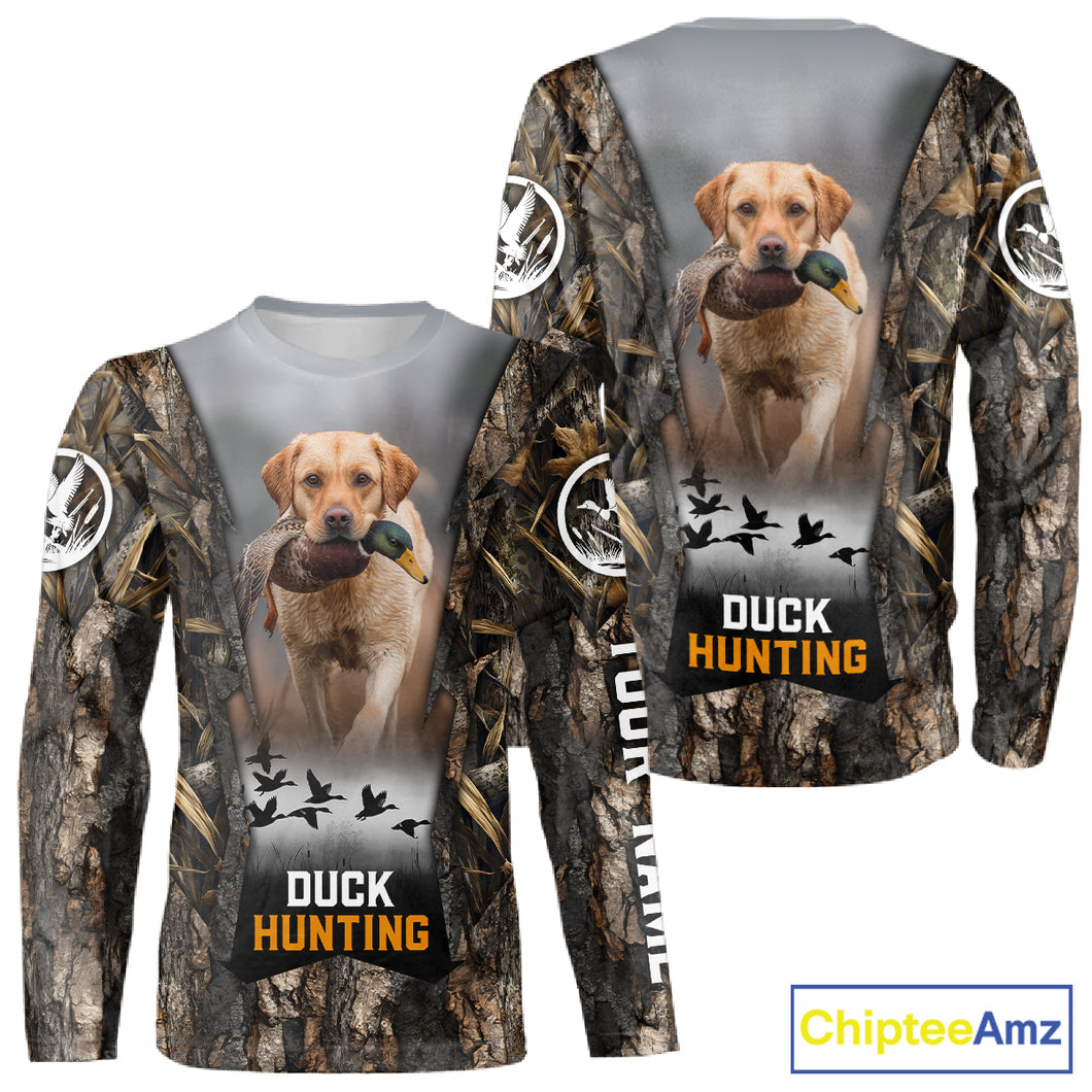 Mallard Duck Hunting Waterfowl Camo Custom Name Shirts for Men, Duck Hunting Clothing NBT288