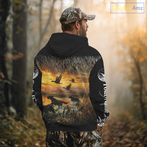 Duck Hunting Mallard Duck with Black Labrador Retriever Dog Custom Name Shirts, Hunting Gifts NBT146