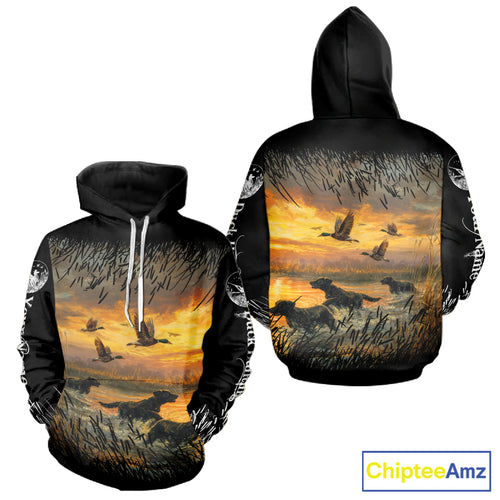 Duck Hunting Mallard Duck with Black Labrador Retriever Dog Custom Name Shirts, Hunting Gifts NBT146