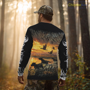 Duck Hunting Mallard Duck with Black Labrador Retriever Dog Custom Name Shirts, Hunting Gifts NBT146