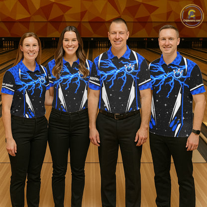 Blue Thunder Lightning Custom Christmas Bowling Shirts For Men, Frozen Bowling Team Outfit Shirt NBT1206