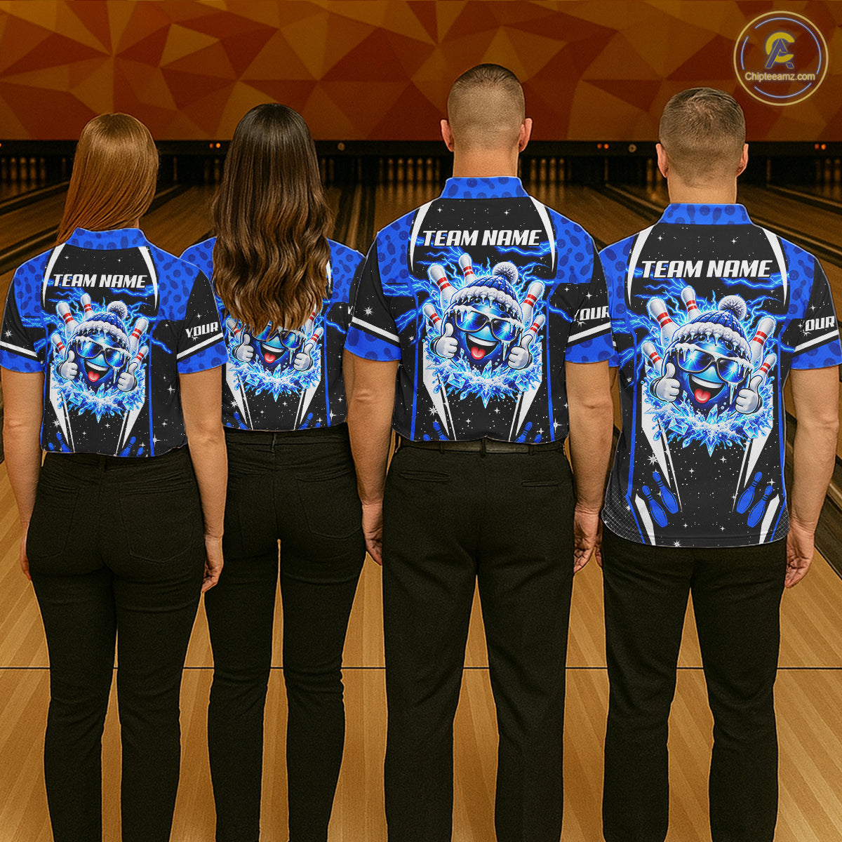Blue Thunder Lightning Custom Christmas Bowling Shirts For Men, Frozen Bowling Team Outfit Shirt NBT1206