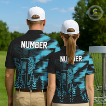 Load image into Gallery viewer, Womens Disc Golf Polo Shirt Custom Name Blue Disc Golf Basket, Personalized Disc Golf Shirts NBT646