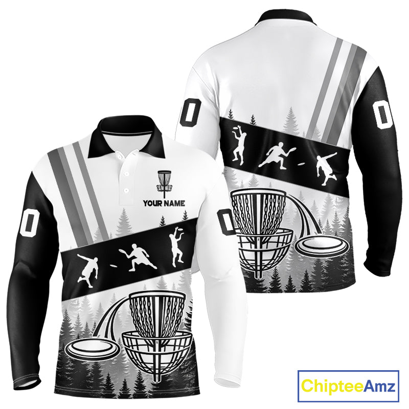 Mens Disc Golf Polo Shirts Black Camo Custom Name Disc Golf Team Shirts, Disc Golf Gifts NBT652