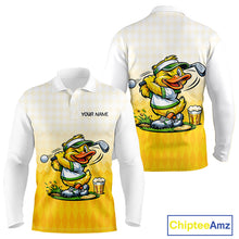 Load image into Gallery viewer, Funny Duck Golf Polo Shirt For Men, Cute Duck With Beer Print Shirt, Sporty Animal Golf Gift NBT516
