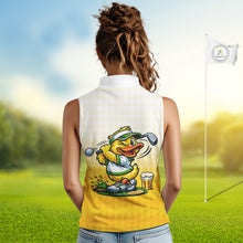 Load image into Gallery viewer, Funny Duck Sleeveless Golf Polo Shirt For Women, Cute Duck With Beer Print Shirt, Sporty Animal Golf Gift NBT516