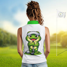 Load image into Gallery viewer, Funny Frog Green Womens Sleeveless Golf Polo Shirt Custom Women Golf Top, Personalized Golf Gifts NBT517