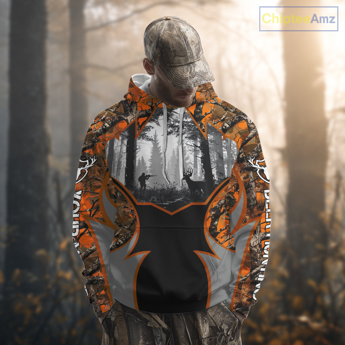 Whitetail Deer Hunting Orange Camouflage Full All-Over 3D for Men, Deer Hunting Gifts NBT242