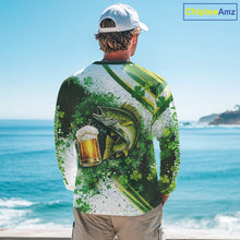 Load image into Gallery viewer, St Patrick Day Walleye Mens Long Sleeve Fishing Shirts UV Protetion, Walleye Fishing Shirts NBT384