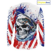 Load image into Gallery viewer, Custom American Flag Fishing Shirts Largemouth Bass Fishing Long Sleeve, Bass Fishing Shirts For Men NBT385