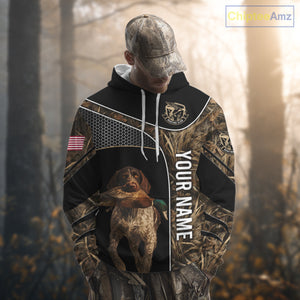 Duck Hunting with German Wirehaired Pointer Dog Camo Custom Name Shirts, Duck Hunting Shirts for Hunter NBT157