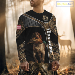 Duck Hunting with German Wirehaired Pointer Dog Camo Custom Name Shirts, Duck Hunting Shirts for Hunter NBT157