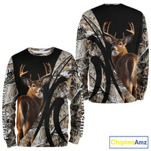 Load image into Gallery viewer, Personalized Whitetail Deer Hunting 3D All Over Printed Hoodie Winter Camo Long Sleeve for Men, Women NBT296