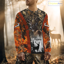 Load image into Gallery viewer, Customized Name Whitetail Deer Hunting Orange Camo Hoodie 3D Shirt, Gift for Hunters NBT297