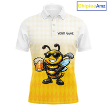Load image into Gallery viewer, Funny Bee Golf Polo Shirt For Men, Cute Bee With Beer Print Shirt, Sporty Animal Golf Gift|Yellow NBT663