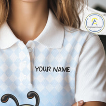 Load image into Gallery viewer, Funny Bee Golf Polo Shirt For Women, Cute Bee With Beer Print Shirt, Sporty Animal Golf Gift|Blue NBT664