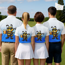 Load image into Gallery viewer, Funny Bee Golf Polo Shirt For Men, Cute Bee With Beer Print Shirt, Sporty Animal Golf Gift|Blue NBT664