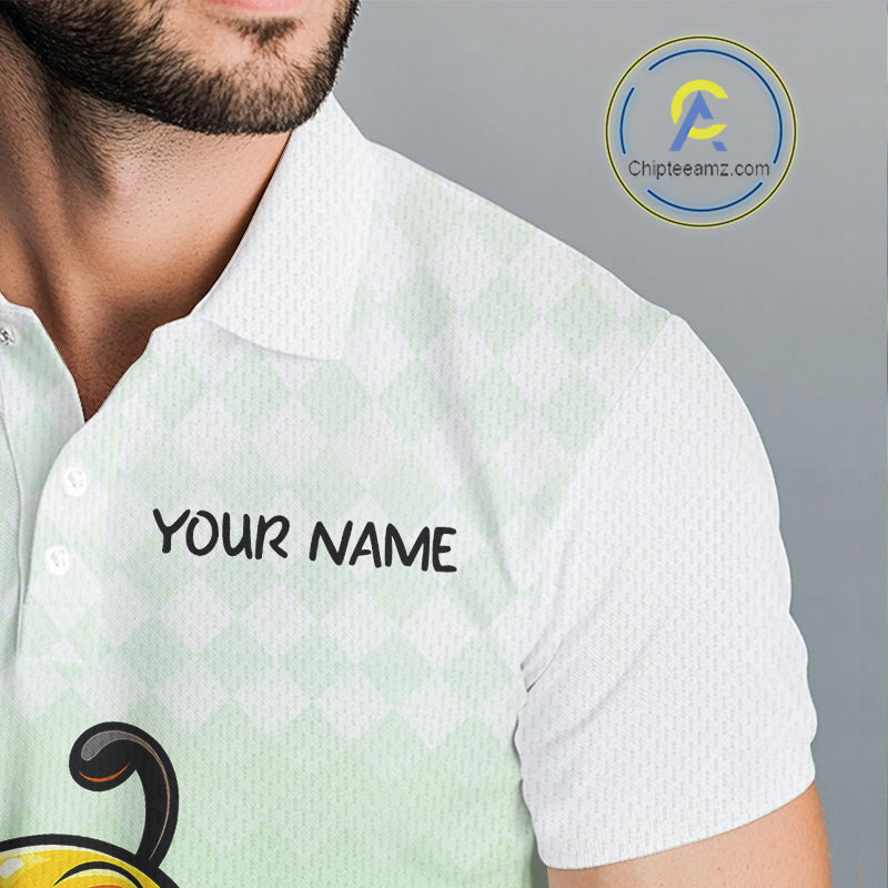 Funny Bee Golf Polo Shirt For Men, Cute Bee With Beer Print Shirt, Sporty Animal Golf Gift|Green NBT665