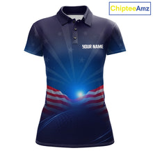 Load image into Gallery viewer, Navy blue polo shirt with American flag design and 'Your Name' text 