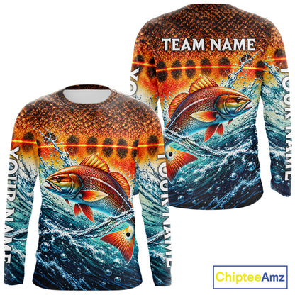 Personalized Redfish Fishing Scales Long Sleeve Performance Fishing Team Shirts NBT1223