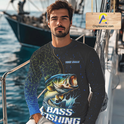 Bass Fishing Blue Flame Smoke Long Sleeve Fishing Shirts, Bass Fishing Shirt For Team NBT1016
