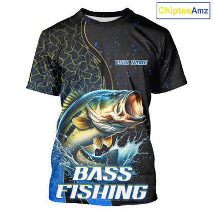 Bass Fishing Blue Flame Smoke Fishing T-Shirts, Bass Fishing Shirt For Team NBT1016