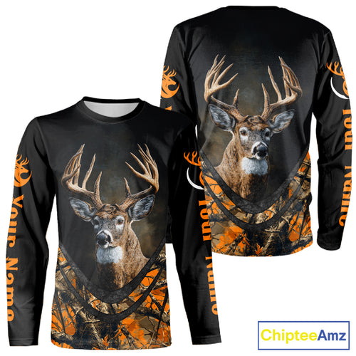Deer Hunting Shirt Orange Camo 3D Custom Name, Season Deer Hunting, Hunting Gifts for Men NBT251