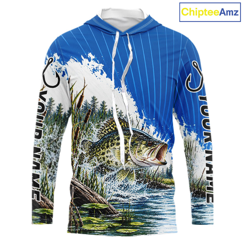 Custom Crappie Fishing Performance Long Sleeve Hooded Fishing Shirt, Crappie Fishing Jerseys NBT1226
