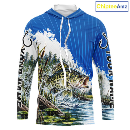 Custom Crappie Fishing Performance Long Sleeve Hooded Fishing Shirt, Crappie Fishing Jerseys NBT1226