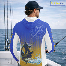 Load image into Gallery viewer, Trout Fishing Shirts Long Sleeve Fisherman Compass Blue And Yellow, Trout Fly Fishing Jerseys NBT389