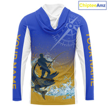 Load image into Gallery viewer, Trout Fishing Shirts Long Sleeve Fisherman Compass Blue And Yellow, Trout Fly Fishing Jerseys NBT389